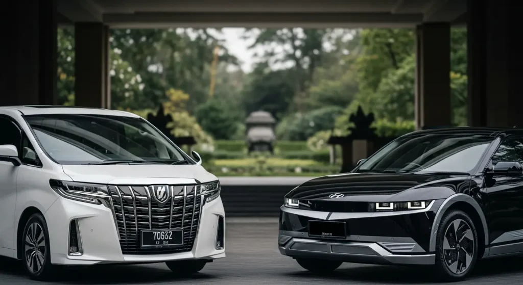 Sewa mobil mewah Alphard dan Denza D9 di Cikeas, layanan VIP