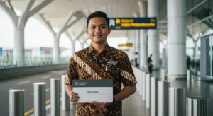 Sopir Platinum Rent Car menjemput pelanggan di area kedatangan Bandara Halim Perdanakusuma
