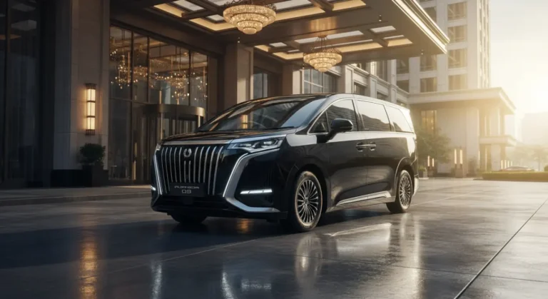 Denza D9, mobil listrik mewah inovatif tersedia untuk sewa di Platinum Rent Car Jakarta.